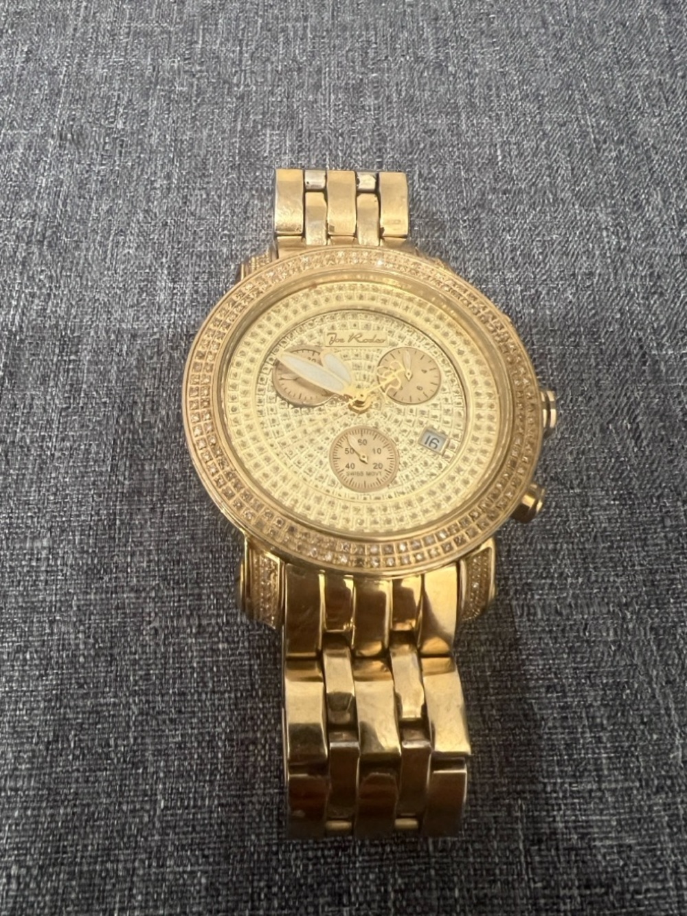 Joe Rodeo Classic JCL19 Diamond Watch 1.75ct Gold Tone Swiss Chronograph